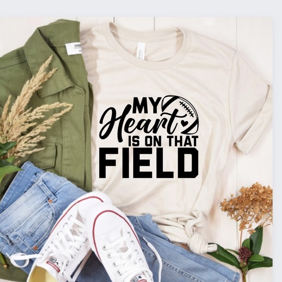 My heart is on that field Shirt Football Mom Shirt - Picture 2 of 4